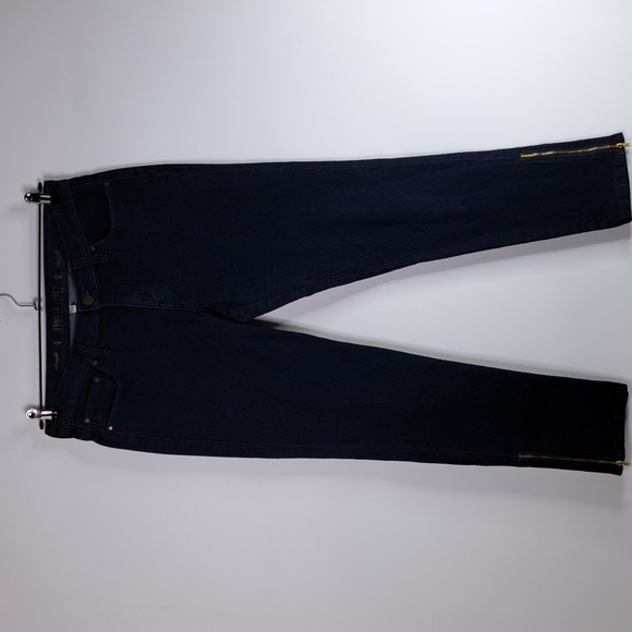 Jennifer Lopez Straight Dark Wash Zipper Leg Opening Blue Jeans Size 8 - Picture 7 of 14